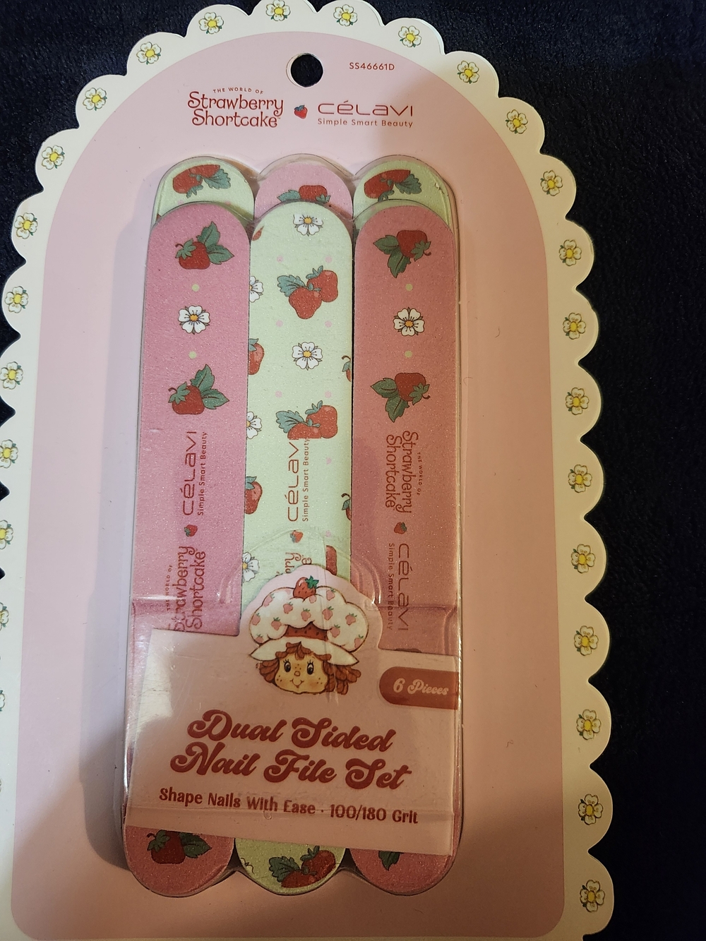CÉLAVI Strawberry Shortcake Dual Sided Nail File Set Pink & Green NWT